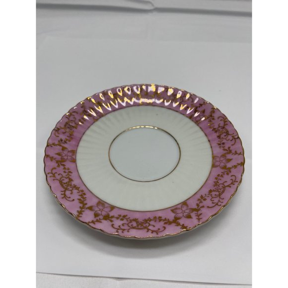 Vintage Chase Tea Cup Saucer Pink Gold Footed Hand Decorated - Picture 5 of 7